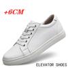 White Genuine Leather Shoes Men Sneakers Man Elevator Shoes Height Increase Insoles High Heels Shoes 5-6CM Shoes Tall Shoes