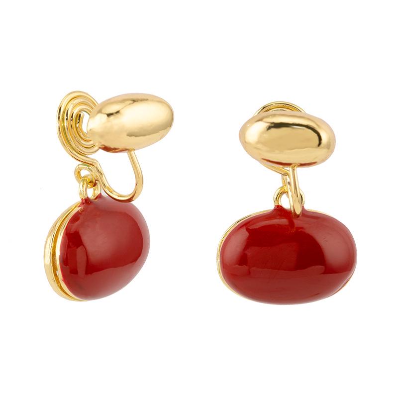 Nowe Czerwone Kolczyki Owalne 2025: Luksusowy, Wysokiej klasy, Retro w stylu Hongkongu Idealny na Jesień/Zimę i Nowy Rok.