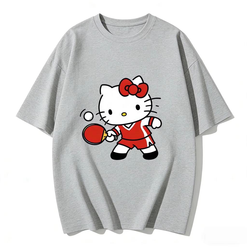 2026 new Summer HelloKitty Cute Graphic Tee Casual Short Sleeve Cotton Top for Women Girls Kawaii Cartoon Print Streetwear