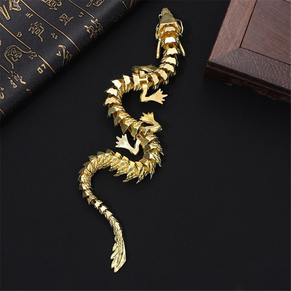 Dragon Copper Movement Design Brass Craft Desktop Ornament Dragon 3D Gold Dragon with Beard Zodiac Dragon Ornament Dragon Prosperous Business Increase