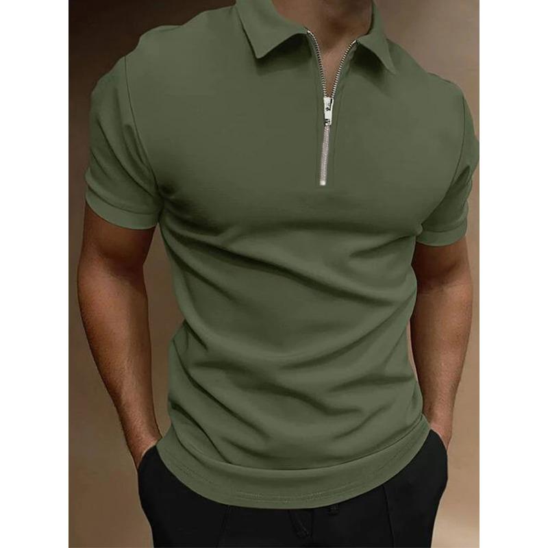 Erkek Polo Tişört Düz Renk Kısa Kollu Yakalı Tişört Günlük Fitted Üst Erkek Giyim