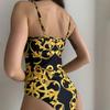 Women Sexy One-Piece Lace Print Jumpsuit Beachwear Swimwear Push-up Bikini