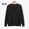 Single-breasted Women Sweater Coat Solid Color Buttons Long Sleeves Casual Autumn Cardigan Soft V Neck Jacket for Daily Wear