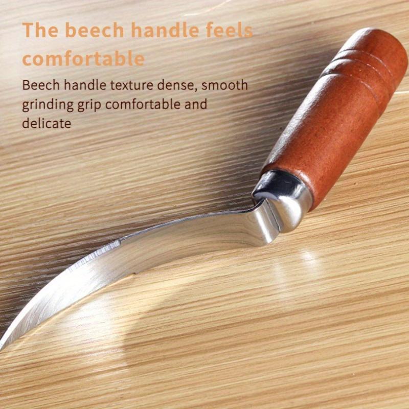 1PC Stainless Steel Coconut Scraper, Coconut Meat Extractor, Washable Coconut Peeler With Wooden Handle, Household Tool