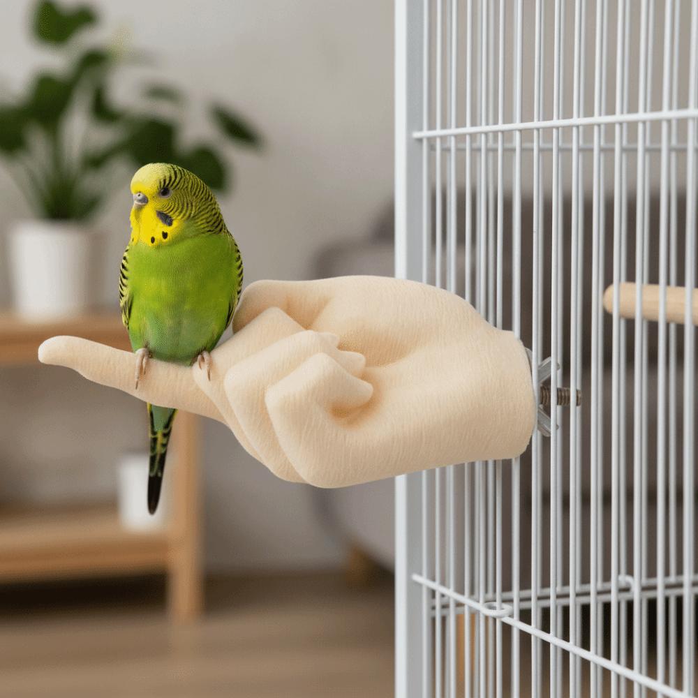 Mano Finta Resistente ai Morsi Palo di Riposo per Uccelli Bastone Antiscivolo per Parrocchetti Animale Domestico Interattivo