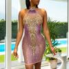Fashion Women's Sequins See-through Backless Evening Dress