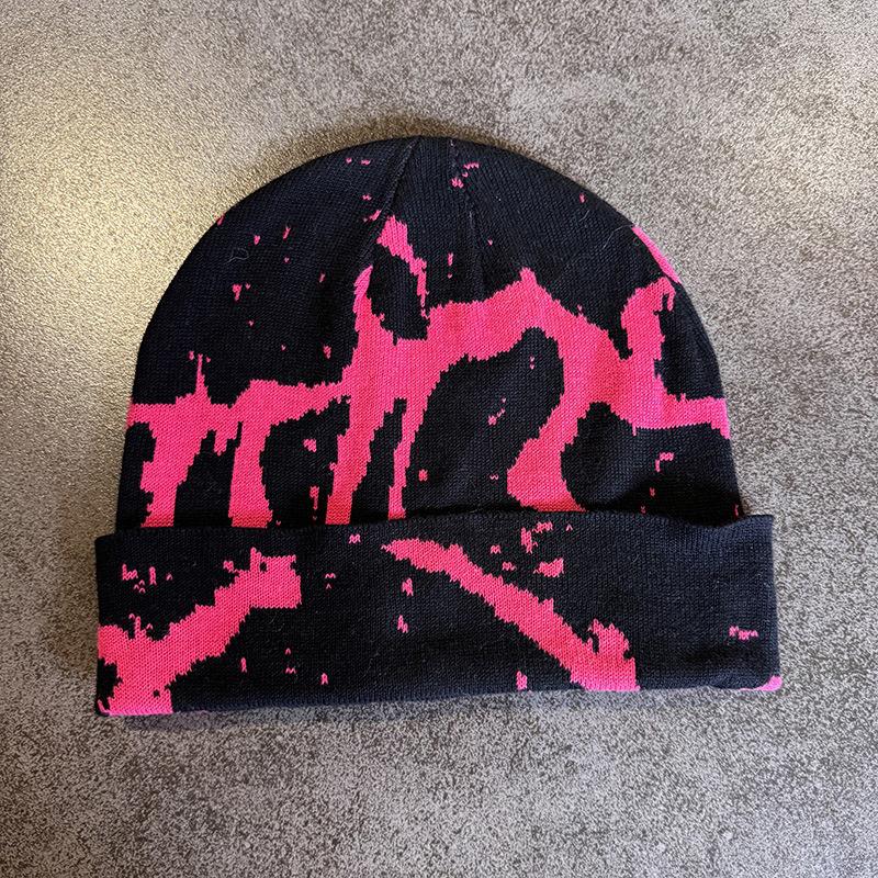 Y2K Print Knitted Hat Autumn And Winter Street  Unisex Warm Personal Versatile  Niche Beanies