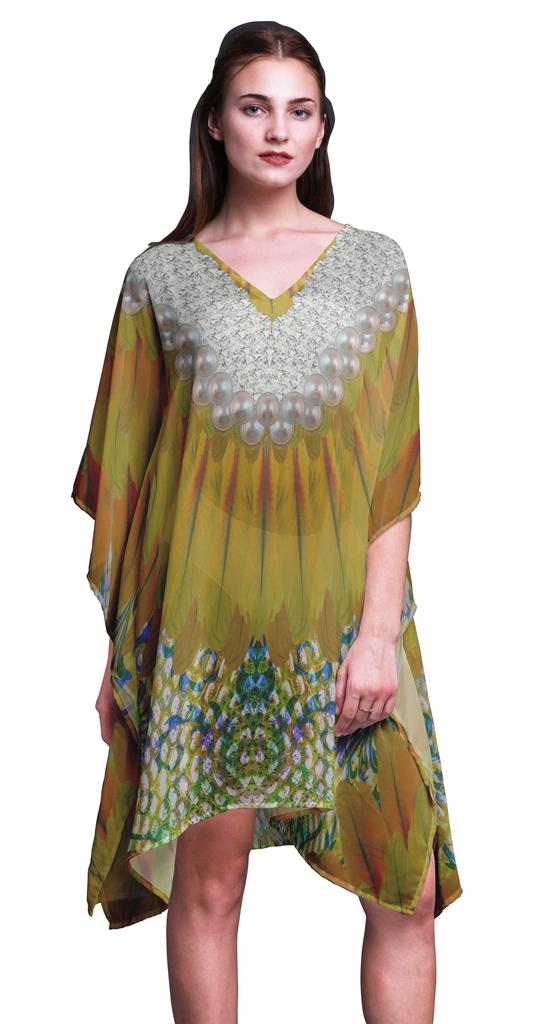 Phagun Short Caftan Midi Dress Beach Swimwear Cover Up Womens Kaftan-4X-5X