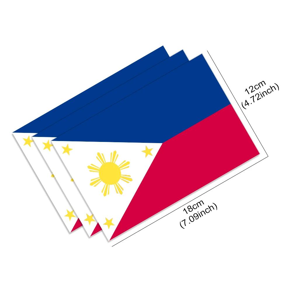 3Pcs Philippines Flag Stickers Waterproof Car Body Bumper Rear Window Moto Wall Laptop Personality DIY Decoration Vinyl Decals