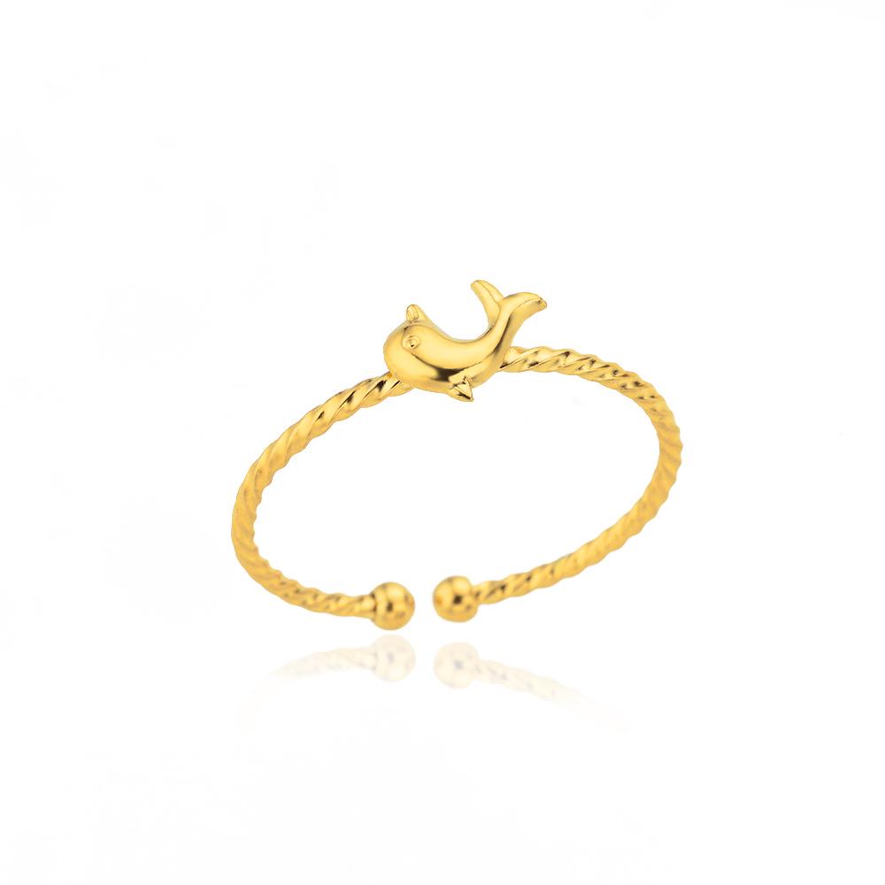18K Gold Plated Butterfly Spiral Ring - Stainless Steel Cross Design for Women