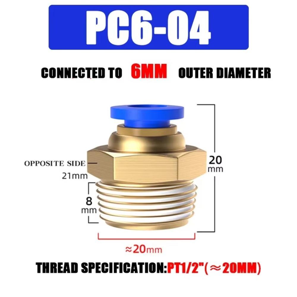 High Quality Brass Pneumatic Fitting PC 4 6 8 10 12MM Multi Size Air Connector Pipe Quick Connectors Pneumatic Systems