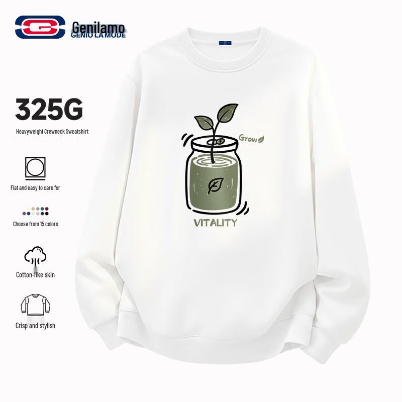 GENIOLAMODE Men s Loose Fit Round Neck Sweatshirt 2XL