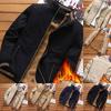 Luxuriously Warm Men Fleece Lined Puffer Jacket With Zip Closure And Ribbed Hem