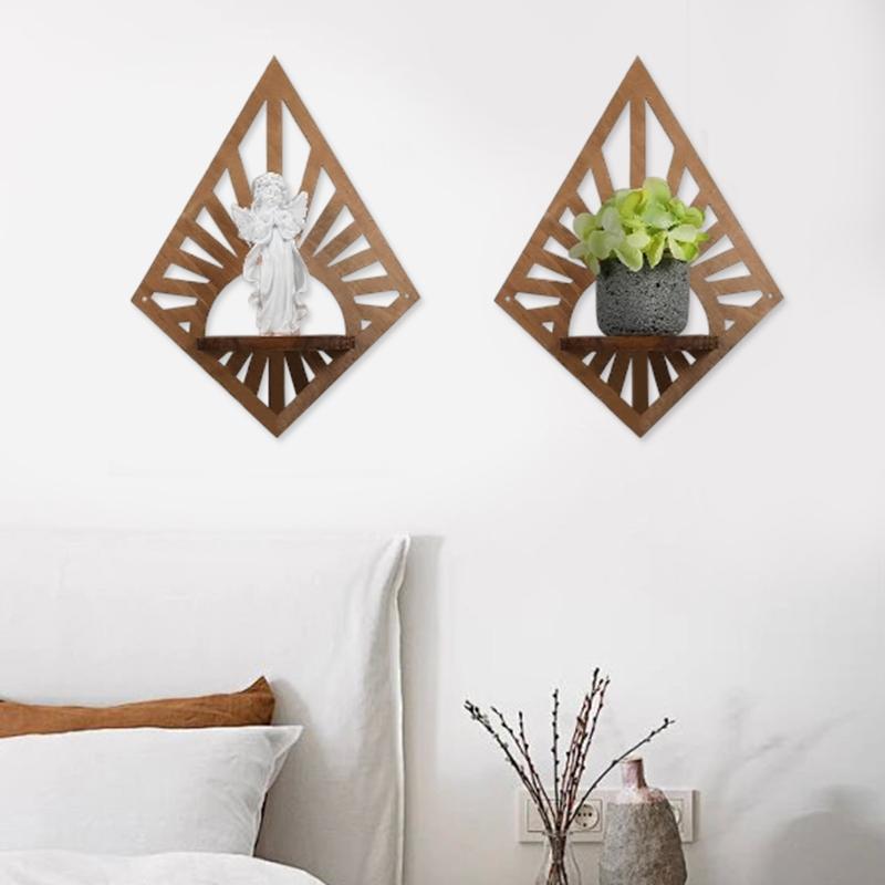 1 buc Cadru de Perete Geometric din Pin Decorativ Suport de Perete pentru Afișare Raft Plutitor 11x14in