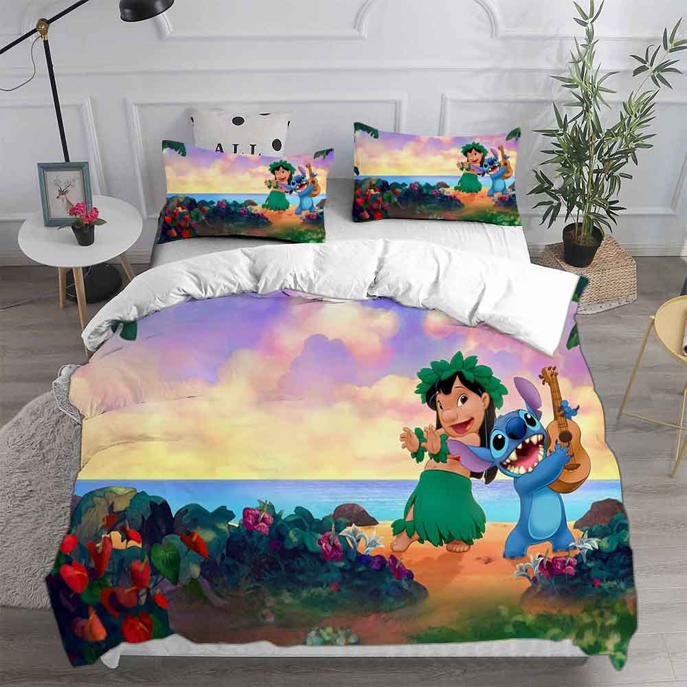 Lilo&Stitch Bedding Sets Cartoon Comforter Quilt Bed Cover Duvet Cover Pillow Case 2-3 Pieces Sets Kids Adult Bedroom Decor