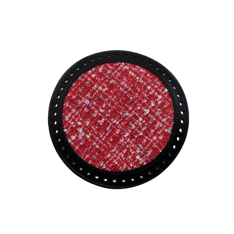 HyunA DIY 18cm Round Woven Rattan Bag with Leather Base and Accessories