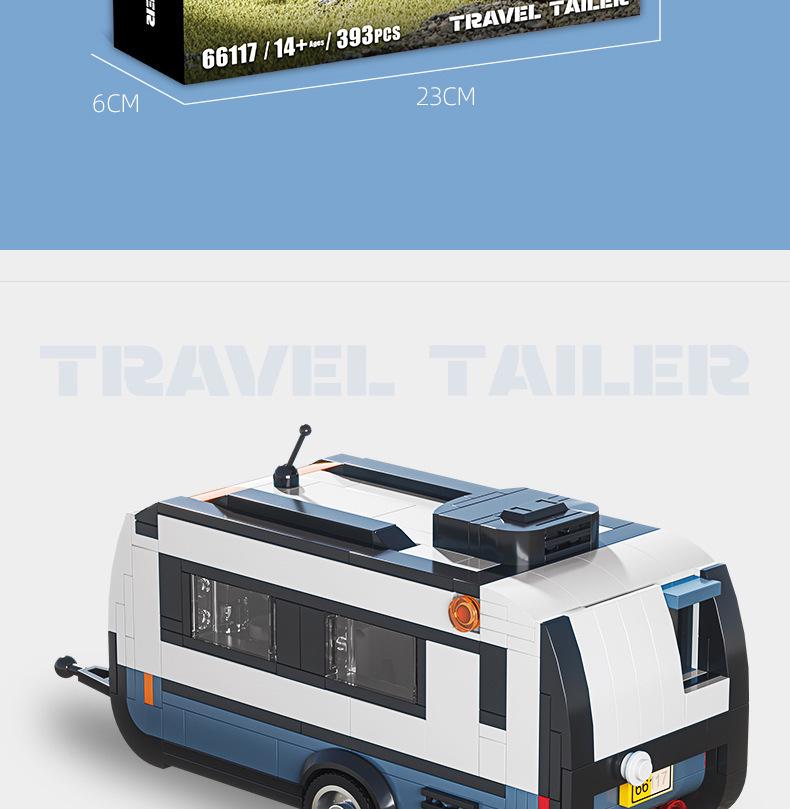 Brick Joy Engineering Series RV Trailer Building Blocks Toy Car Model