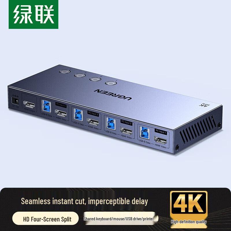 Ugreen 4K HDMI KVM Switch 4-Port with Screen Split