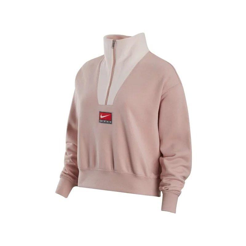 Nike Sweatshirts Women's Pink Half Open Collar Moderate Cardigan DQ6944-601