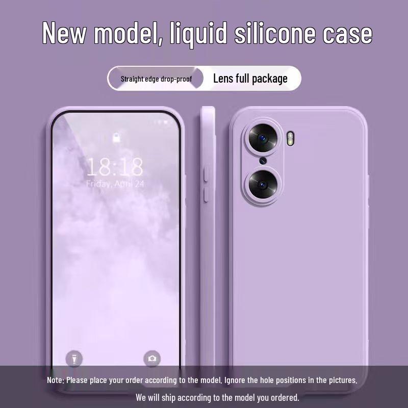 Compatible with Honor 60 Pro: Simple, Pure Color, Rubik's Cube Liquid Full-Wrap, Anti-Fall, Silicone Soft Case.