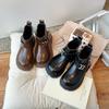 Fashion Motorcycle Boots for Girls Winter Side Zipper Outdoor Children Shoes Trendy Metal Buckle Little Girl Sneaker I06236