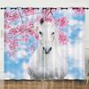 Curtain Flower Peach Blossom Animal Horse 3D Digital Printing Blackout Curtain Punching