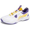 Li Ning Ace V Collection Cushioning Slip Resistant Abrasion Resistant Low Top Badminton Shoes Unisex White Purple AYTT001-4