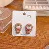 Summer Cartoon Cute Fruit Anthropomorphic Q Version Fun Girl Stud Earrings Peach Cow Flowers