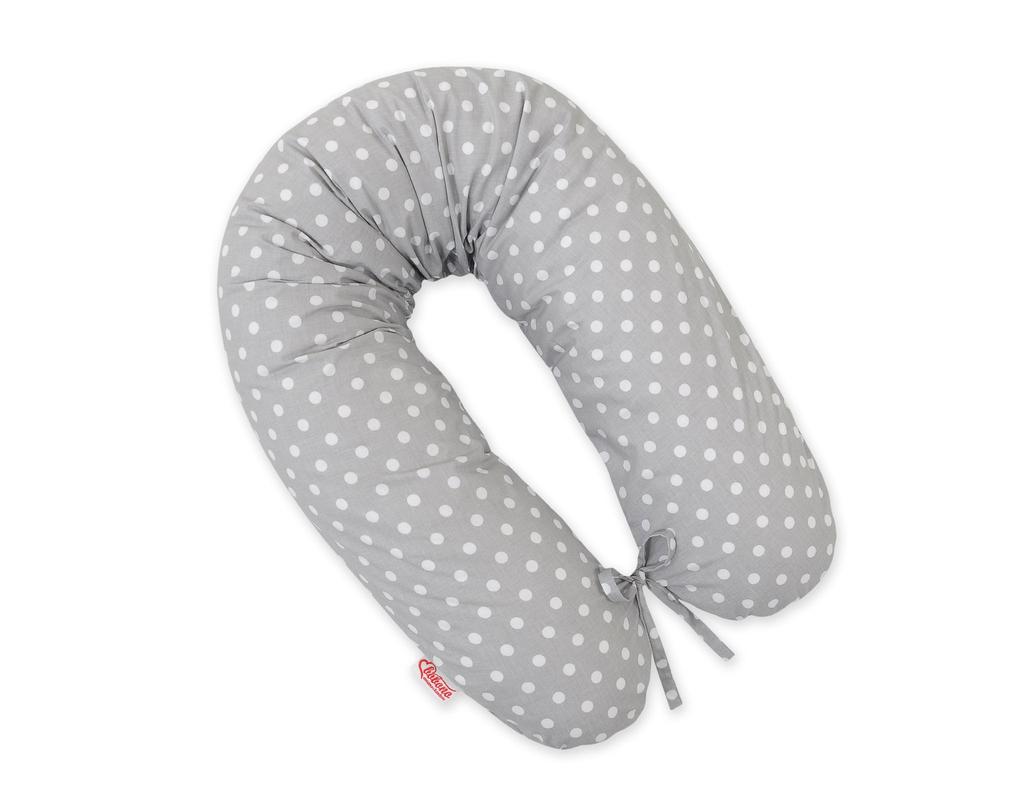 Cotton Longer Pregnancy Pillowcase - White Polka Dots on Gray
