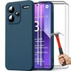 Case for Xiaomi Redmi Note 13 Pro+ 5G - Note 13 Pro Plus 5G, Navy Blue Liquid Silicone + 2 Tempered Glasses