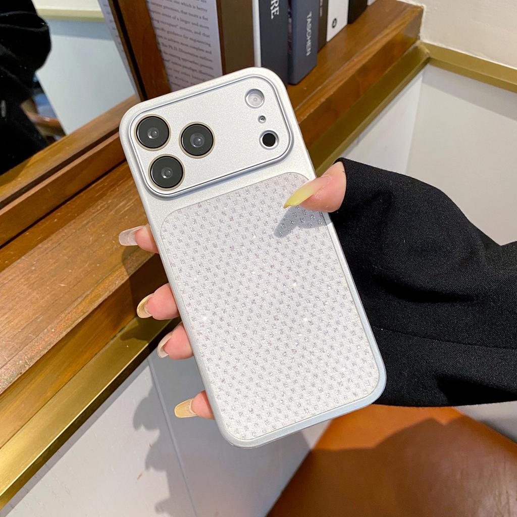 Luxury Grid Glitter Diamond Phone Case For iPhone 17 16 15 14 13 Pro Max Shiny Rhinestone Anti-fall Protection Shockproof Cover