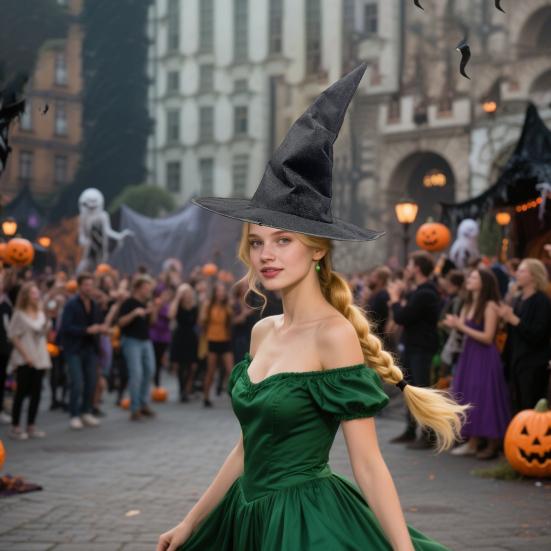 Velvet Witch Hat Sharp Corner Design Iron Wire Brim Role-Playing Themed Party Hat Halloween Costume Accessories