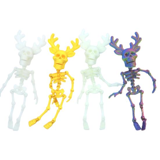 Halloween Skeleton Refrigerator Magnet 3D Printed Poseable Skeleton Figurine with Movable Joints Articulated Skeleton Fridge Magnetic Decoration