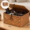 Panier en osier fonctionnel avec couvercle pour organiser les jouets, les vêtements et les articles ménagers Fabriqué à partir de matériaux durables et respirants