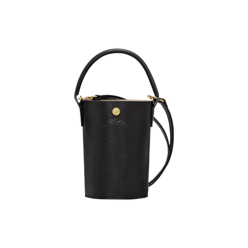 Longchamp Épure 12 Asa Corta Cierre a Presión Bolso Cubo Grande de Piel de Vaca Mini Bolsos de Mano para Mujer Negro 10213HYZ001