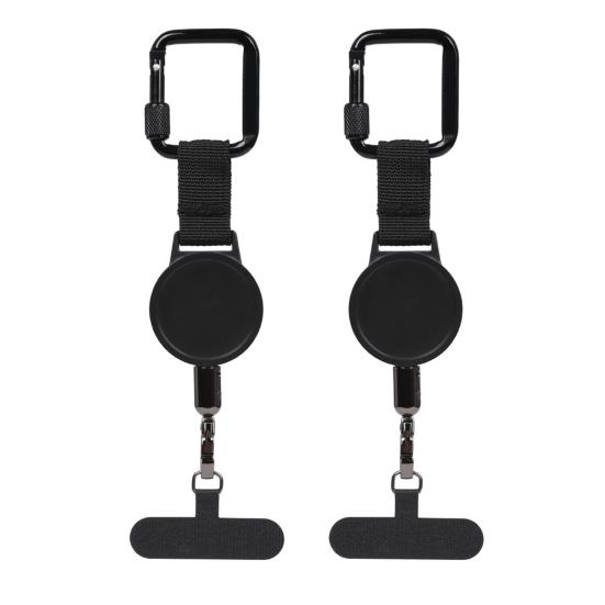 Zatahovací poutko na telefon s klipem na opasek 60cm ocelové lanko klip na telefon proti krádeži a pro hands-free použití univerzální venkovní dobrodružné příslušenství pro telefon