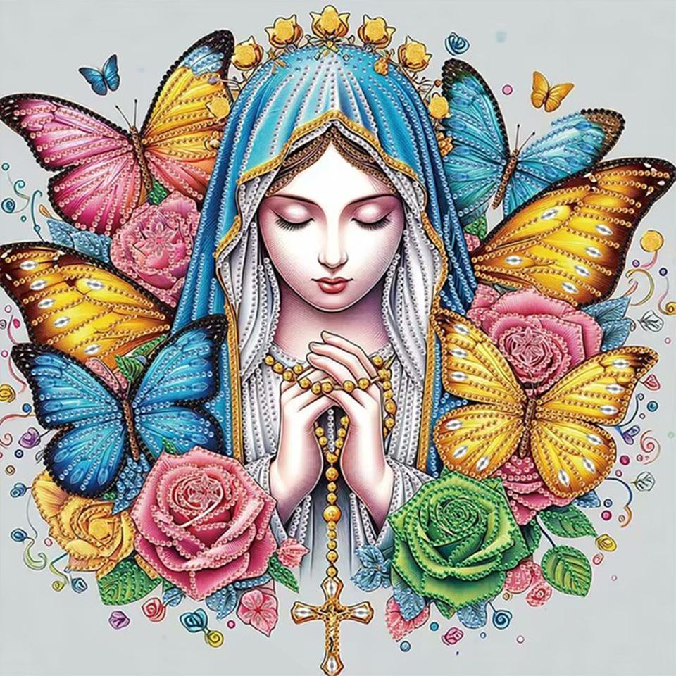 

5DDIT Алмазная картина мозаика Иисус Дева Мария полная квадратная/круглая вышивка крестом религиозное украшение для дома подарок Full Round 20x20CM