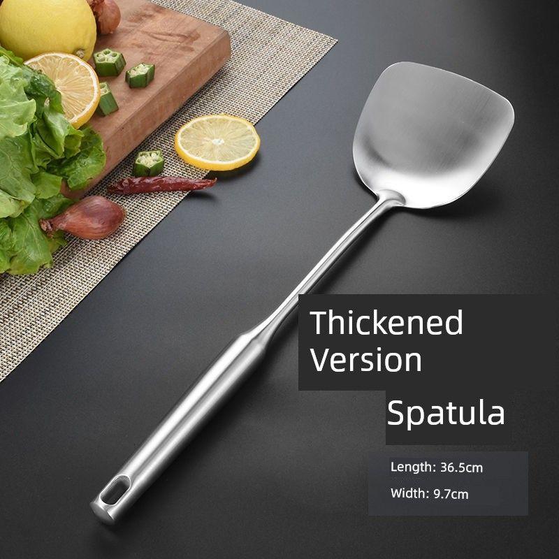 Household Kitchen Thickened Stainless Steel Spoon and Spatula Set, Cooking Utensils Set, Large Soup Spoon, Spatula