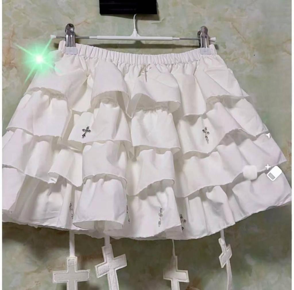 Sweet White Puffy Lace Ballet Skirt - Petite, High Waist, Elastic Waistband