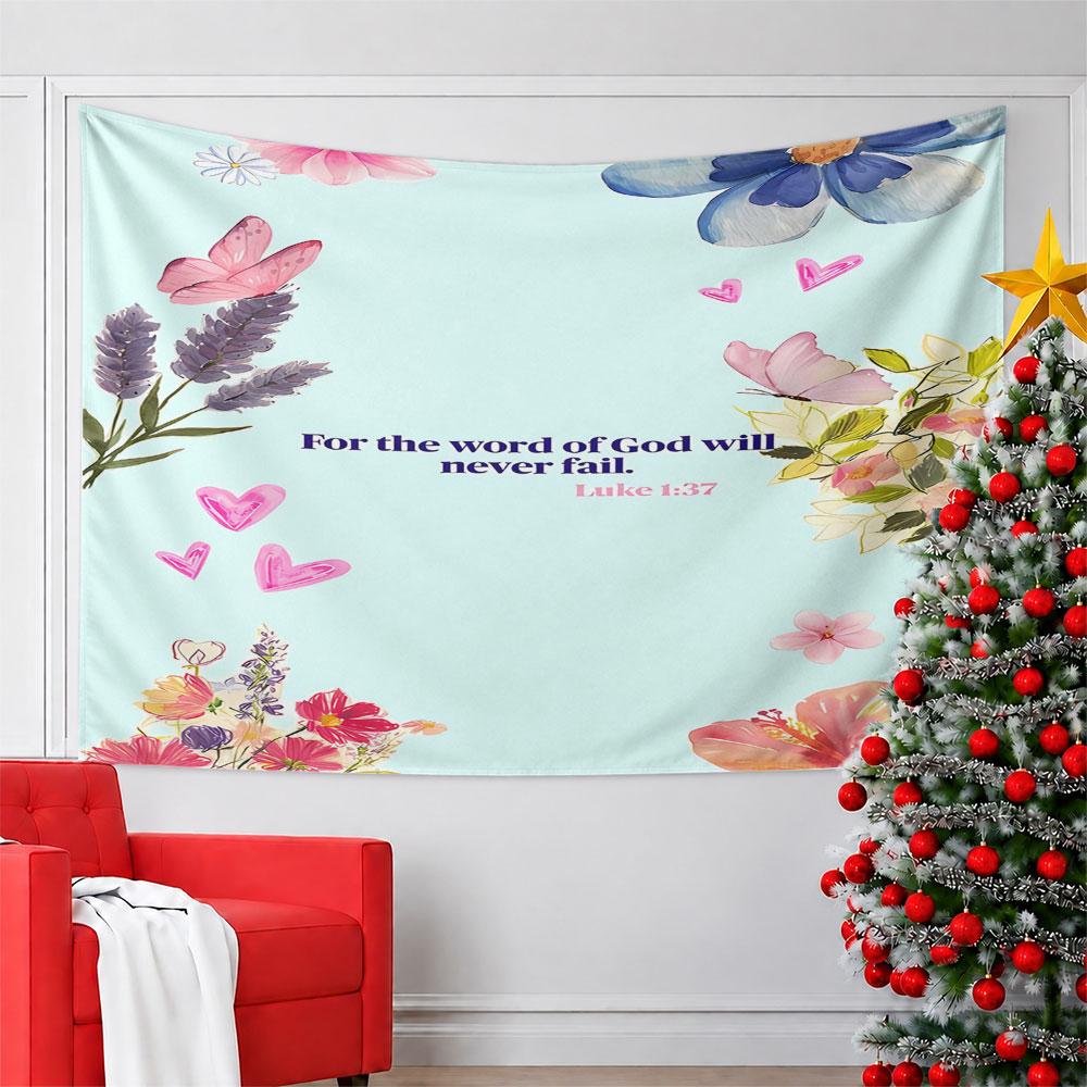 Floral Scripture Decor with Luke 1:37 Pattern Wall Hanging Tapestry Decorative Tapestry Home Decor for Bedroom and Living Room