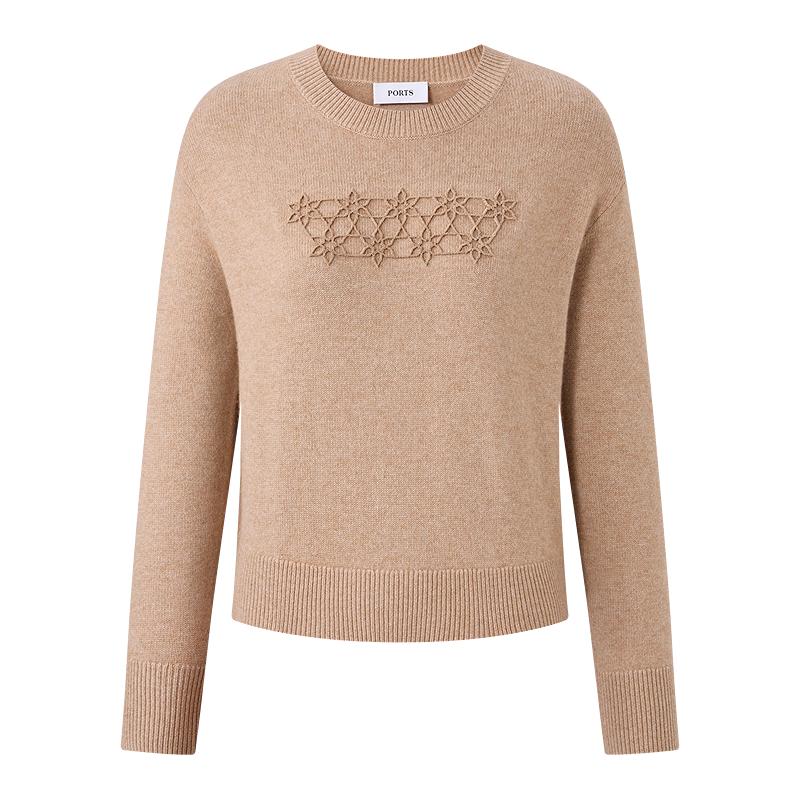 

Женский свитер из шерсти и кашемира с круглым вырезом XL