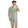 2Pcs/Set Men Pajamas Set O-Neck Short Sleeve T-shirt Elastic Waist Shorts Set Solid Color Home Clothing Suit