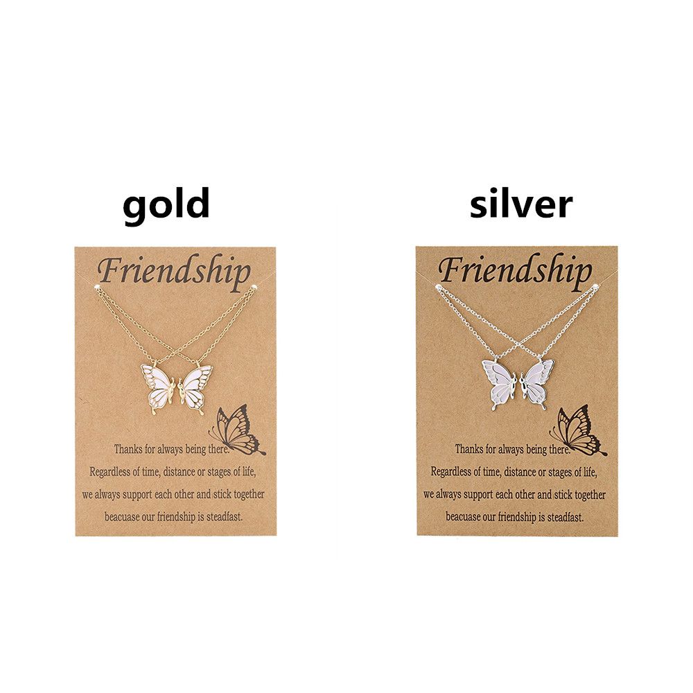 Women Friends Gift Butterfly Necklace Friendship Necklaces Best Friend Jewelry BFF Necklace for 2