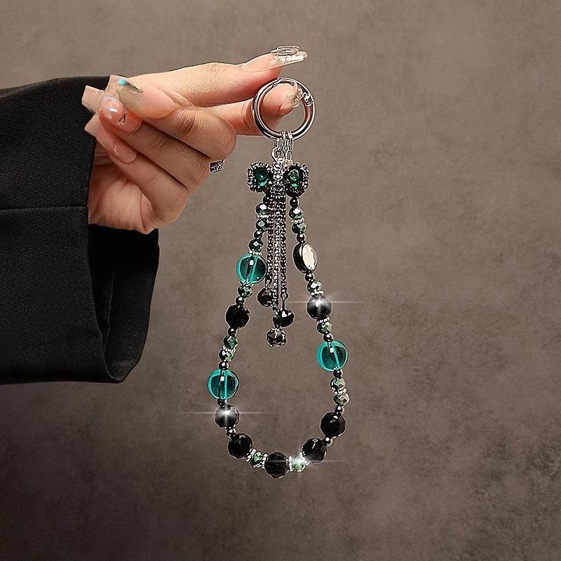 Butterfly Tassel Rhinestone Ball Phone Short Crystal Lanyard Strap Pendant Chain Anti-Lost Hand Rope Fashion Hand Chain