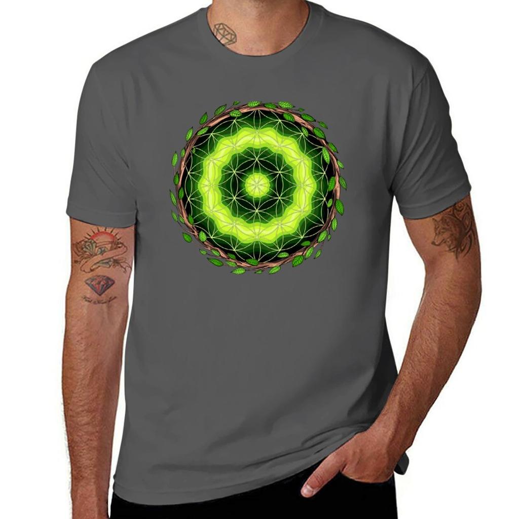 Ayahuasca Sacred Geometry T-Shirt Tops Plus Size Tops Vintage Mens Workout Shirts