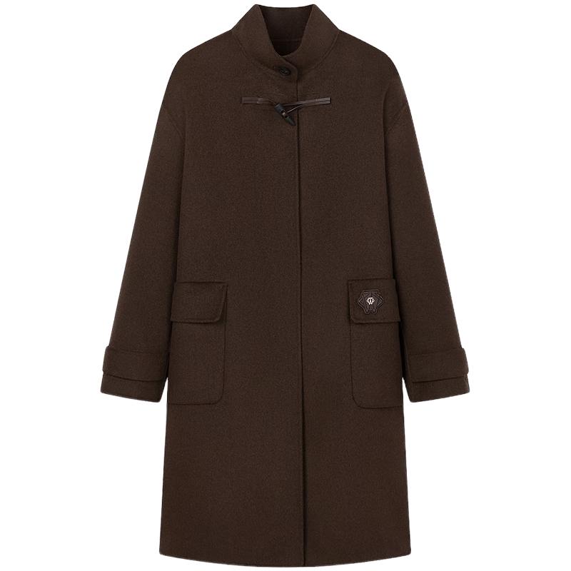 Teenie Weenie Women's Toggle Button Yak Wool Blend Double-Faced Coat