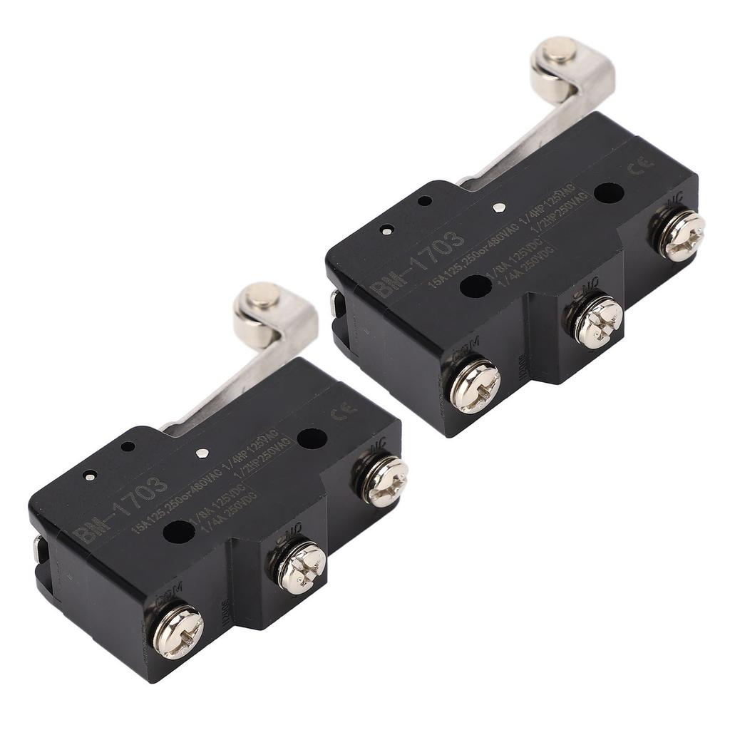 2PCS Micro Limit Switches Copper Conductor Silver Contact Hinge Roller Lever Switch NO+NC 250VAC