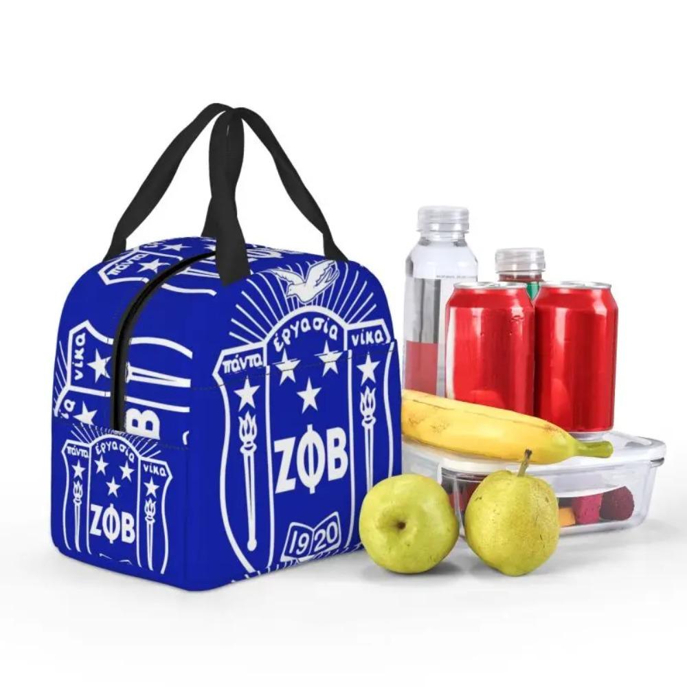 Custom Zob Zeta Phi Beta Greek Letter Insulated Lunch Bags for School Office Leakproof Thermal Cooler Bento Box Women Children