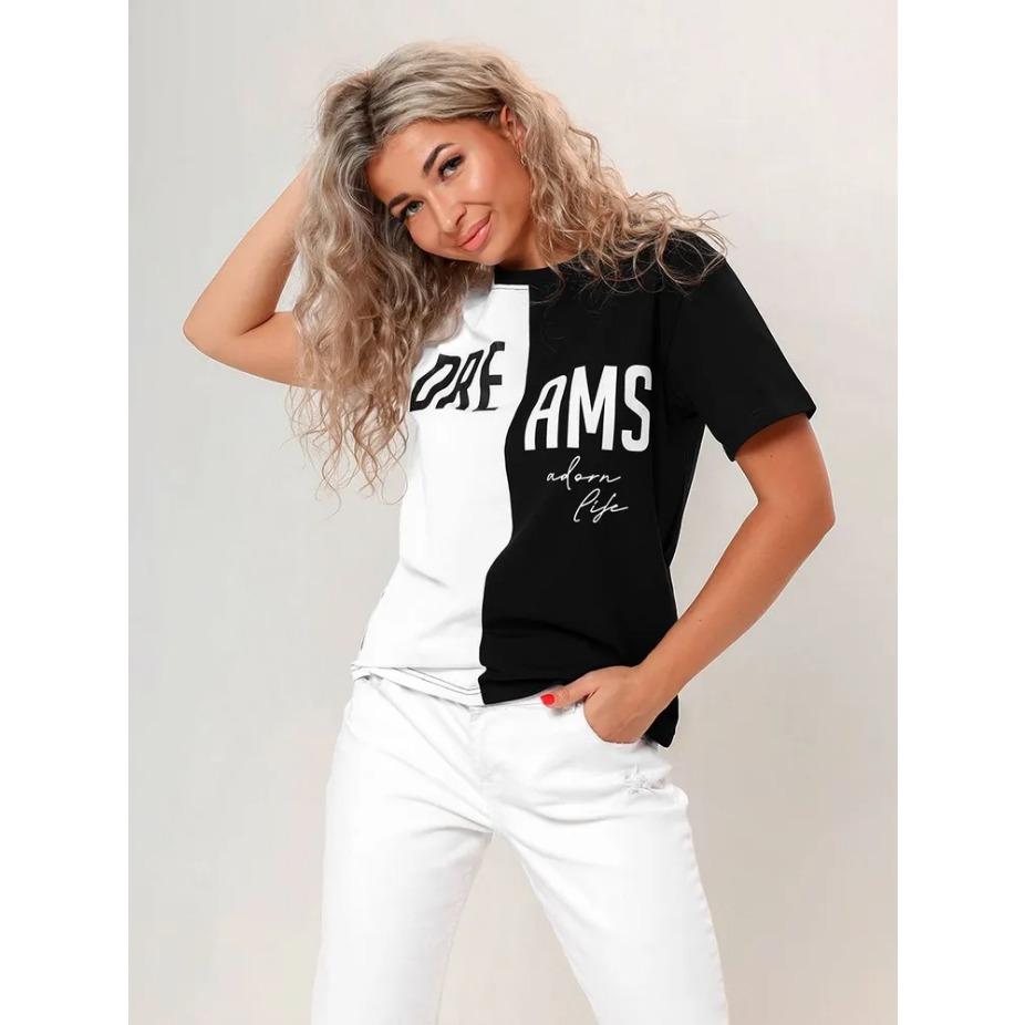 Women 3D Printed Short Sleeve O Neck T Shirt Polyester Summer Tees