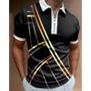 Men's Polo Shirt Business Casual Collar Retro Short Sleeve Zipper Golf Top